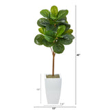 45” Fiddle Leaf Artificial Tree in White Metal Planter
