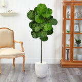 4.5’ Fiddle Leaf Artificial Tree in White Planter