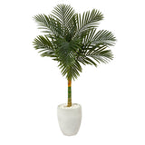 4.5’ Golden Cane Artificial Palm Tree in White Planter