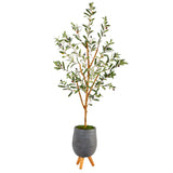 4.5’ Olive Artificial Tree in Gray Tripod Planter