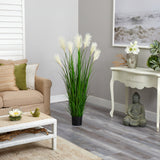 4.5’ Artificial Plum Grass Plant with Creamy Plumes
