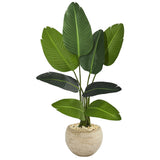 45” Traveler's Palm Artificial Tree in Sand-Colored Planter