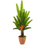 4.5’ Traveler's Palm Artificial Tree in Terra-Cotta Planter