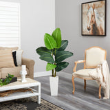 4.5’ Traveler's Palm Artificial Tree in White Planter
