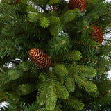 4.5’ Yukon Mountain Fir Artificial Christmas Tree with 100 Clear Lights, Pine Cones and 386 Bendable Branches in Charcoal Planter