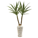 47” Double Yucca Artificial Plant in Designer Planter