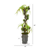 47” Tillandsia Artificial Plant in Vintage Metal Planter