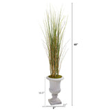 49” Grass and Bamboo Artificial Plant in Gray Urn