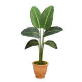 49” Traveler’s Palm Artificial Plant in Terra-Cotta Planter (Real Touch)