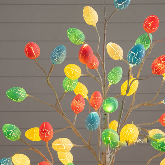 4' Pre-Lit Artificial Easter Twig Tree with 48 Egg Shaped LED Ornaments