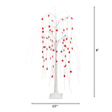 4' Pre-Lit Artificial Valentine's Day Willow Tree with 48 Heart Shaped LED Lights
