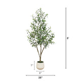 5’ Artificial Olive Tree in White Decorative Planter