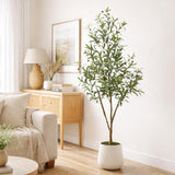 5’ Artificial Olive Tree in White Decorative Planter