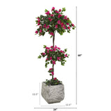 5’ Bougainvillea Artificial Topiary Tree in White Planter
