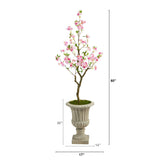 5’ Cherry Blossom Artificial Tree in Sand Finished Urn