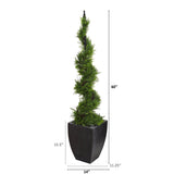 5’ Cypress Artificial Spiral Topiary Tree in Black Planter