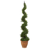 5’ Cypress Artificial Spiral Topiary Tree in Terra-Cotta Planter