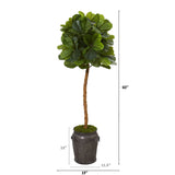 5’ Fiddle Leaf Artificial Tree in Metal Planter (Real Touch)