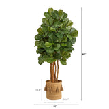 5’ Fiddle Leaf Fig Artificial Tree in Handmade Natural Jute Planter with Tassels