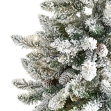 5’ Flocked Livingston Fir Artificial Christmas Tree with Pine Cones and 498 Bendable Branches