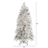 5' Flocked Montana Down Swept Spruce Artificial Christmas Tree with 100 Clear LED Lights
