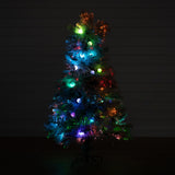 5' Flocked Pre-Lit Fiber Optic Artificial Pinecone Christmas Tree with 50 Colorful LED Lights