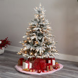5’ Flocked West Virginia Spruce Christmas Tree with 200 Clear Lights and 604 Bendable Branches