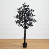 5' Artificial Halloween Black Maple Tree with Natural Trunk