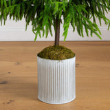 5' Artificial Real Touch Norfolk Island Pine in Metal Tin Planter with Natural Look