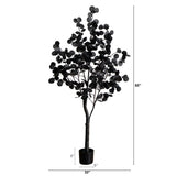 5' Pre-Lit Artificial Halloween Black Eucalyptus Tree with 220 Orange & Purple LED Lights