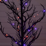 5' Pre-Lit Artificial Halloween Black Spooky Twig Tree with 200 Orange & Purple Copper Wire String LED Lights