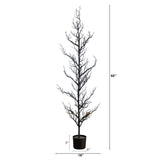 5' Pre-Lit Artificial Halloween Black Spooky Twig Tree with 200 Orange & Purple Copper Wire String LED Lights