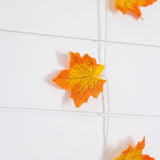 5' Pre-Lit Autumn Maple Leaf Artificial Fall Garland with 10 Warm White LED String Lights - Set of 3