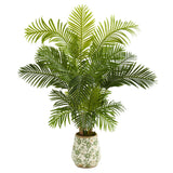 5’ Hawaii Palm Artificial Tree in Floral Print Planter