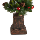 5' Holiday Decorated Lamp Post with Greenery, Ornaments and 50 LED Lights