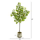 5’ Lemon Artificial Tree in Floral Planter