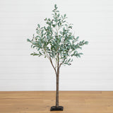 5’ Lighted Artificial Fruiting Olive Tree with 200 Warm White LED Lights