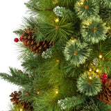 5’ Montana Mixed Pine Artificial Christmas Tree with Pine Cones, Berries and 250 Clear LED Lights