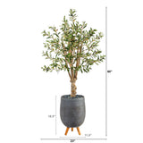 5’ Olive Artificial Tree in Gray Tri-Pod Planter