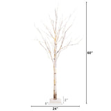 5' Pre-Lit Artificial Birch Tree with 76 Warm White LED Lights