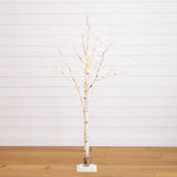 5' Pre-Lit Artificial Birch Tree with 76 Warm White LED Lights