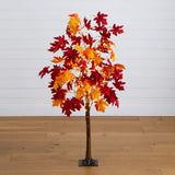 5' Pre-Lit Autumn Weeping Maple Artificial Fall Tree with 240 Warm White LED Lights
