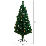 5' Pre-Lit Fiber Optic Artificial Christmas Tree with 60 Colorful Star-Shaped LED Lights