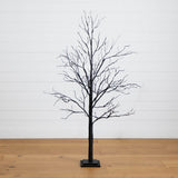 5' Pre-Lit Halloween Black Twig Artificial Tree with 240 Orange & Purple LED Lights