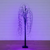 5’ Pre-Lit Halloween Black Willow Artificial Fall Tree with 144 Orange & Purple LED Lights