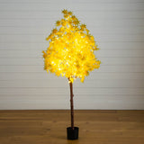5' Pre-Lit Yellow Autumn Maple Artifical Fall Tree with 250 Warm White LED Lights