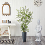 5’ Ruffle Fern Artificial Tree in Gray Planter