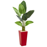 5’ Traveler's Artificial Palm Tree in Red Planter