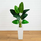 5’ Traveler's Palm Artificial Tree in Tall White Planter