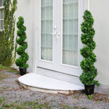 5' UV Resistant Boxwood Spiral Topiary Artificial Tree in Decorative Planter (Indoor/Outdoor)
